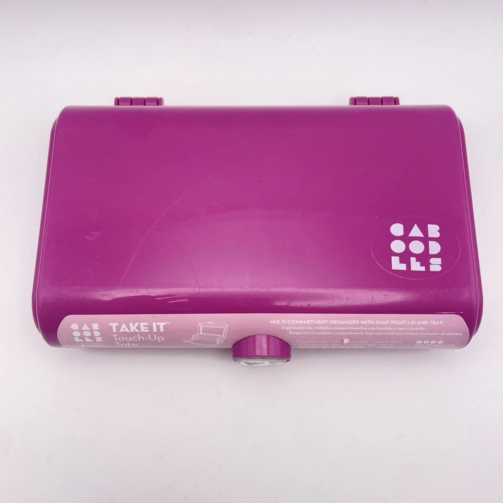 Caboodles Take It Touch Up Cosmetic Makeup Organizer Pink 2 Tier‎ W/Mirror